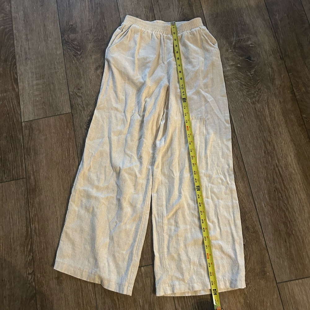 Linen lightweight comfortable fit pants- elastic waist w/ 2 front side pockets